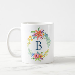 Mug Courbe de fleurs tropicales colorées