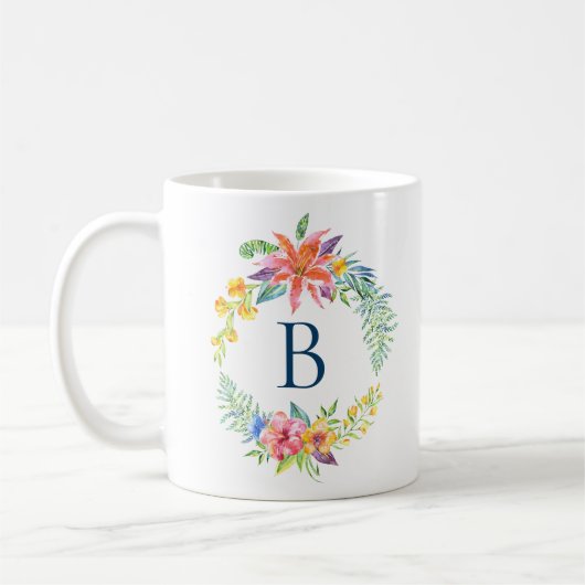 Mug Courbe de fleurs tropicales colorées (Gauche)
