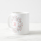 Mug Courbe de Noël Baies rouges et feuilles vertes (Devant gauche)