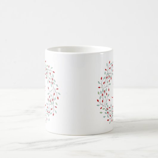 Mug Courbe de Noël Baies rouges et feuilles vertes (Centre)