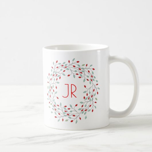 Mug Courbe de Noël Baies rouges et feuilles vertes (Droite)