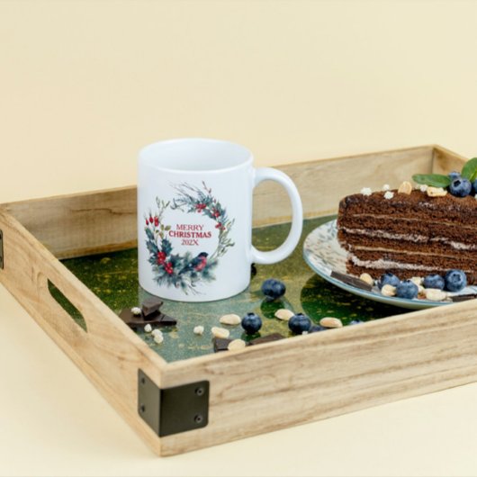 Mug Courbe de Noël Holly & bullfinch