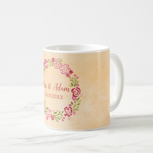 Mug Courbe florale colorée (Devant droit)