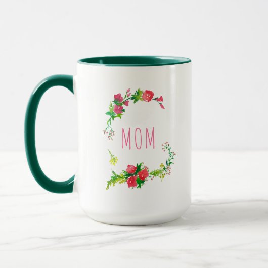 Mug Courbe florale rouge et verte de printemps (Gauche)