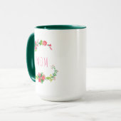 Mug Courbe florale rouge et verte de printemps (Devant gauche)