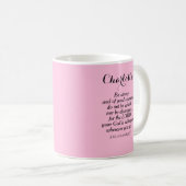Mug Courbe rose clair Verse Bible Nom personnalisé Sim (Devant droit)