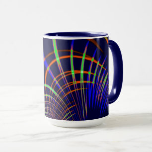 Mug Courbes pointues du corail au vert citron et bleu