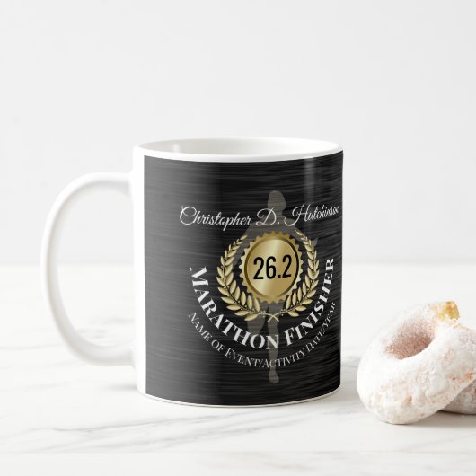 Mug Coureur personnalisé 26.2 Médaille Marathon Keepsa (Avec donut)