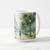 Mug Courir à Barcelone Espagne Aquarelle Peinture (Devant droit)