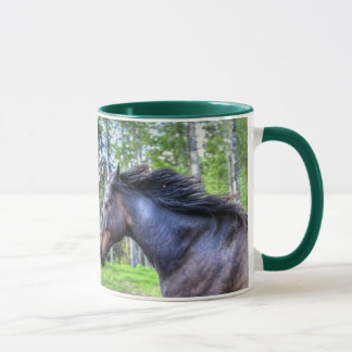 Mug Courir Black Thoroughbred Percheron Horse Photo