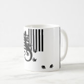 Mug Courir Gecko - bandes noir et blanc abstrait (Devant droit)