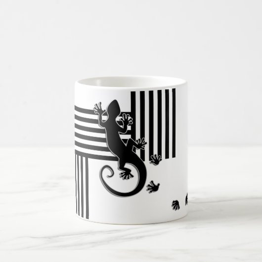 Mug Courir Gecko - bandes noir et blanc abstrait (Centre)