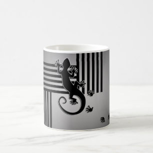 Mug Courir Gecko - rayures noir & blanc brillent