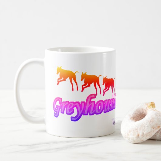 Mug Courir Greyhounds Rainbow Personnalisé (Avec donut)