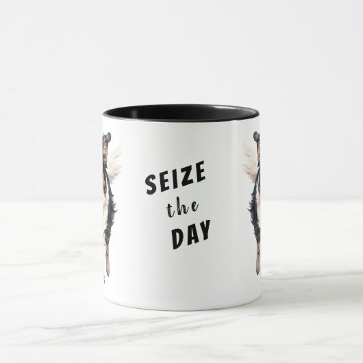 Mug Courir la frontière Collie Chien Saisir le jour (Centre)