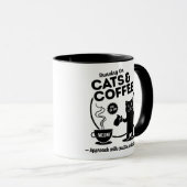 Mug Courir sur Chats et Café 11 oz. Combo (Devant droit)