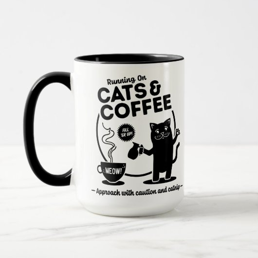 Mug Courir sur Chats et Café 15 oz. Combo (Gauche)