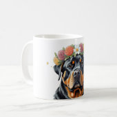 Mug Couronne à fleurs Rottweiler (Devant gauche)