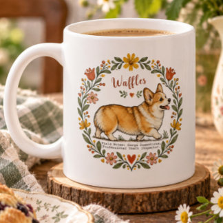Mug Couronne botanique personnalisée de Corgi Chien mi