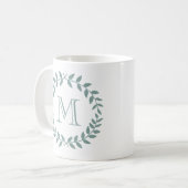 Mug Couronne botanique vert sauge poussiéreux Monogram (Devant gauche)