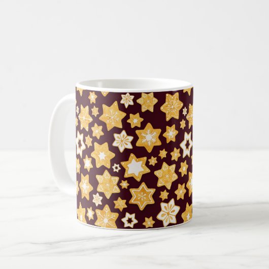 Mug Couronne de biscuits de Noël avec Arrière - plan d (Devant gauche)