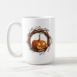 Mug Couronne de brindilles rustique avec citrouille de