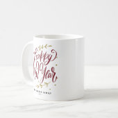 Mug Couronne de calligraphie moderne « Bonne année » e (Devant gauche)