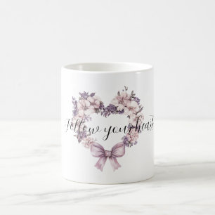 Mug Couronne de cœur florale lavande violet rose