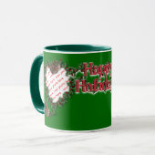 Mug Couronne de coeur sur vert (Devant gauche)