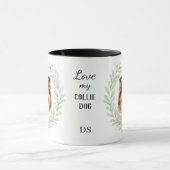 Mug Couronne de Eucalyptus Collie Chien Monogramme (Centre)