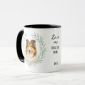 Mug Couronne de Eucalyptus Collie Chien Monogramme (Devant gauche)