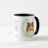Mug Couronne de Eucalyptus Collie Chien Monogramme (Devant droit)