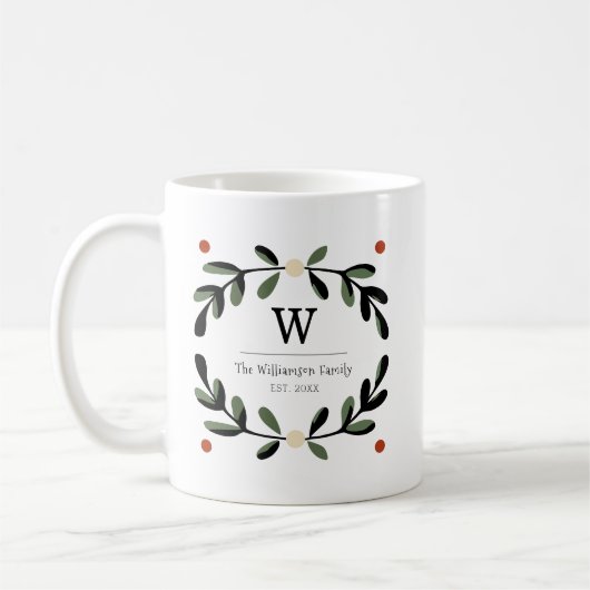 Mug Couronne de ferme de vacances avec monogramme (Gauche)