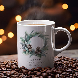 Mug Couronne de fête botanique Joyeux Noël