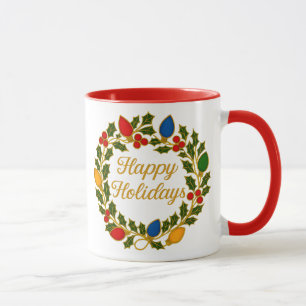 Mug Couronne de fêtes de fin d'année Lumières de Noël
