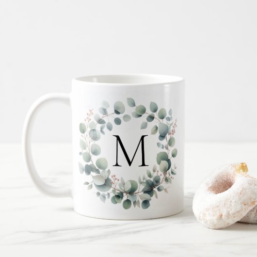 Mug Couronne de feuillage de eucalyptus vert classique (Avec donut)