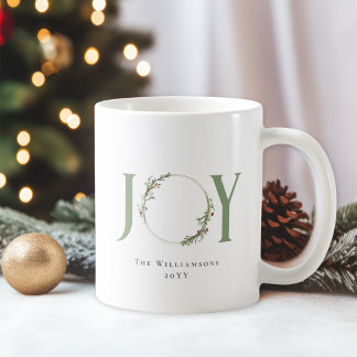 Mug Couronne de joyeuse eau verte minimaliste pour Noë