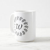Mug Couronne de laurier noir monogrammée (Devant gauche)