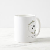 Mug Couronne de monogramme minimaliste moderne (Devant droit)