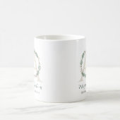 Mug Couronne de monogramme vert forêt Noël initiale (Centre)