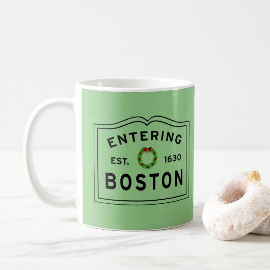 Mug Couronne de Noël à Boston MA (Avec donut)