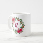 Mug Couronne de Noël à monogramme (Devant gauche)