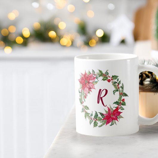 Mug Couronne de Noël à monogramme