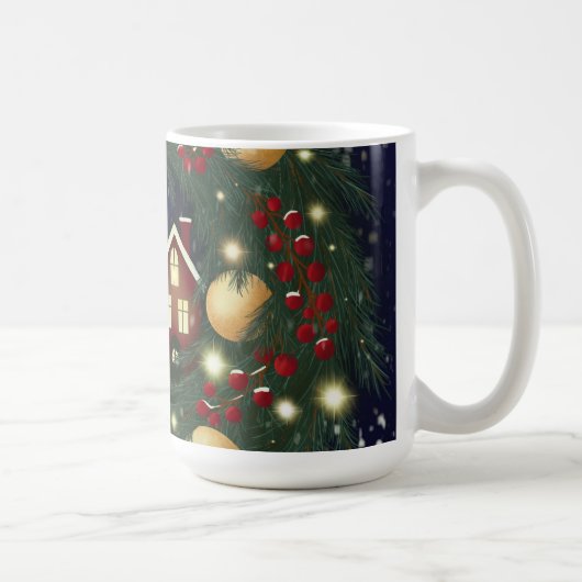 Mug Couronne de Noël avec branches de pin (Droite)