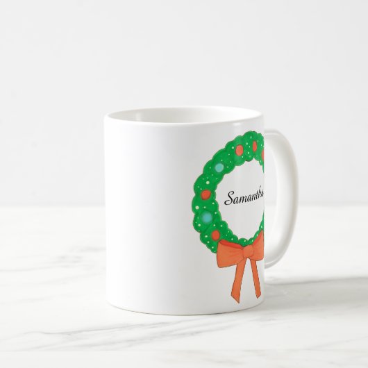 Mug Couronne de Noël avec cabot (Devant droit)