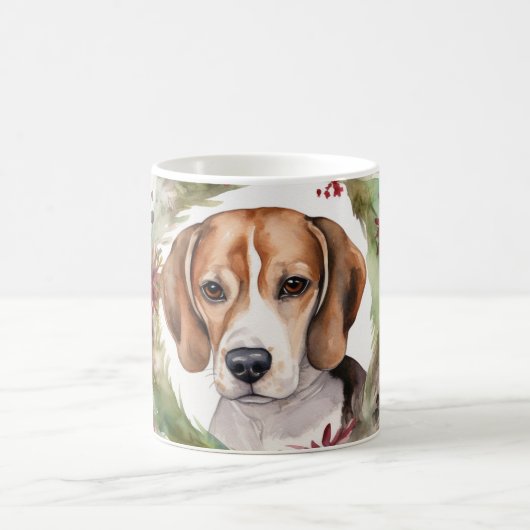 Mug Couronne de Noël Beagle Chien de fête (Centre)