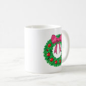 Mug Couronne de Noël classique avec noeud (Devant droit)