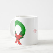 Mug Couronne de Noël classique avec nœud rouge (Devant gauche)