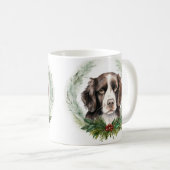 Mug Couronne de Noël de Springer spaniel Chien de fête (Devant droit)
