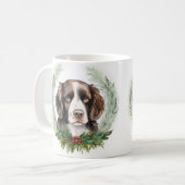 Mug Couronne de Noël de Springer spaniel Chien de fête (Devant gauche)